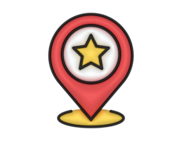 3d Red Location Placeholder And Star on a transparent background png