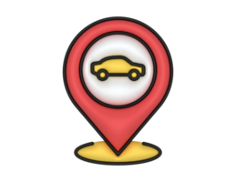 3d Car Parking Location Red Placeholder on a transparent background png