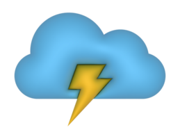 3d nube y amarillo relámpago en un transparente antecedentes png