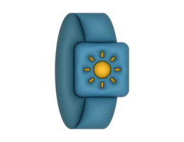 3d Blue Smartwatch And Weather Forecast on a transparent background png