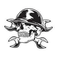 Skull construction with crossed wrench vector
