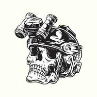 Skull with night vision helmet vector art