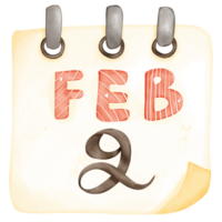 February 2 calendar page isolated png