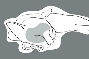 Abstract line of cat are sleeping with grey background. vector