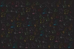 illustration color line of the zodiac symbol pattern with black background. vector