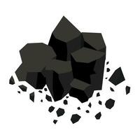 Pile of coal icon. Cartoon Coal on white background. Vector cartoon Natural fuel. Energy coal.