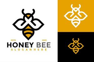 miel abeja marca identidad logo diseño vector símbolo icono ilustración