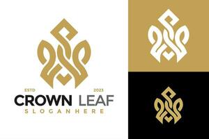 Letter A Crown Leaf Logo design vector symbol icon illustration