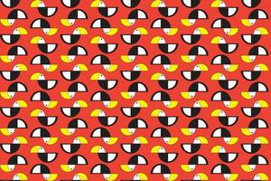 Illustration, pattern of hornbill on orange background. vector