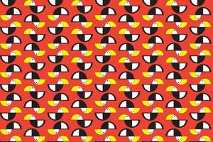 Illustration, pattern of hornbill on orange background. vector