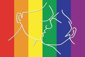 Illustration, White line people of LGBTQ with lgbtq color background. vector
