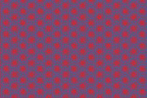 illustration abstraction of red flowers in blue octagon pattern background. vector