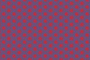 illustration abstraction of red flowers in blue octagon pattern background. vector