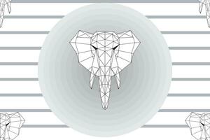 illustration triangle line of elephant with circle on grey line background. vector