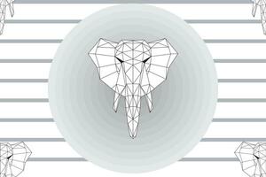 illustration triangle line of elephant with circle on grey line background. vector