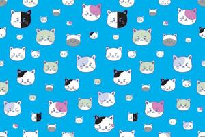 illustration the head of cat pattern on blue background. vector