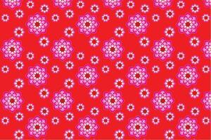 illustration of abstract pink flower pattern on red background. vector