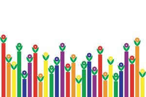 Illustration, Flower of LGBTQ with bar lbgtq color on white background. vector