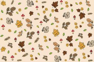 Illustration, Pattern of autumn object on soft brown background. vector