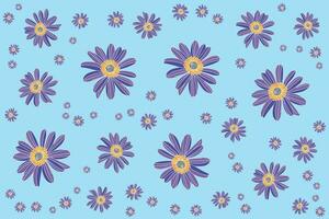 Illustration, pattern of the violet flower on soft blue background. vector