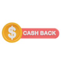 Cashback icon 3d render illustration element png