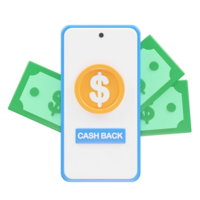 Cashback icon 3d render illustration element png