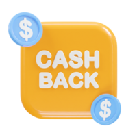 Cashback icon 3d render illustration element png