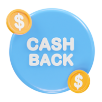 Cashback icon 3d render illustration element png