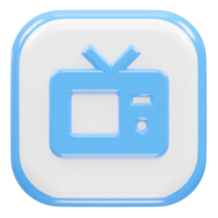 televisión icono 3d representación ilustración elemento png