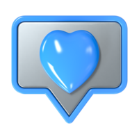 3D Like With heart icon on transparent background png