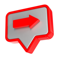 a red and white speech bubble with an arrow pointing to it png