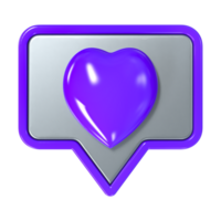 3D Like With heart icon on transparent background png