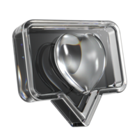 3D Like With heart icon on transparent background png