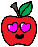 Red apple expresses emotion in png file