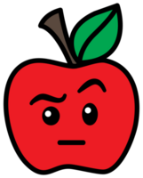 Red apple expresses emotion in png file