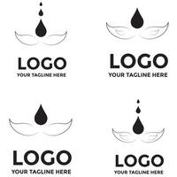 Set of 4 New Designs of Flower Logos with Water Drops vector