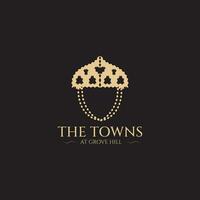 The Towns at Groove Hills Logo Design with the Icon of Acron, Real state Logo Design vector