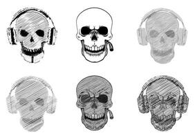 Set of a Human Skulls with Microphone and Cigratte Illustration vector