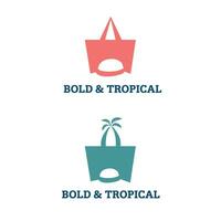 negrita y tropical playa vestir logo diseño vector