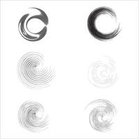 Set of Black and White Circles with Scribble Effect vector