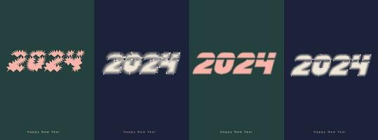 Happy New Year 2024 Design Set .Premium Trend Vector Illustration For Banner, T Shirt, Poster, Calendar And Greeting Cards. Happy New Year 2024.