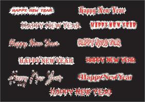 Collection Of Happy New Year Text Design with Shiny and Spiky Label Design vector