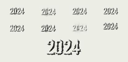 2024 Happy New Year Abstract Logo Text Design. Set Of Elegant 2024 Number Design Template. vector