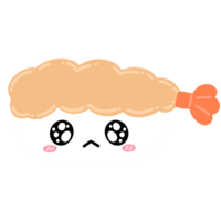 linda tempura Sushi mascota personaje kawaii dibujos animados ilustración japonés comida japonés pegatina Sushi pegatina png