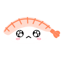 mignonne crevette ebi Sushi mascotte personnage kawaii dessin animé illustration Japonais nourriture Japonais autocollant Sushi autocollant png