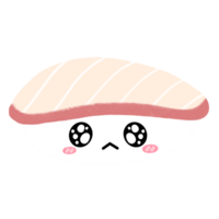 schattig kampachi sushi vis mascotte karakter kawaii tekenfilm illustratie Japans voedsel Japans sticker sushi sticker png