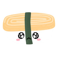 schattig Tamago nigiri sushi mascotte karakter kawaii tekenfilm illustratie Japans voedsel Japans sticker sushi sticker png