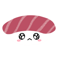 schattig tonijn sushi mascotte karakter kawaii tekenfilm illustratie Japans voedsel Japans sticker sushi sticker png