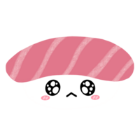 süß Sushi Thunfisch chutoro Maskottchen Charakter kawaii Karikatur Illustration japanisch Essen japanisch Aufkleber Sushi Aufkleber png