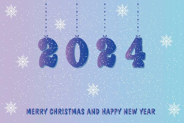 New Year numbers 2024. Number design template. Congratulatory banner template. Cover Happy New Year. Vector